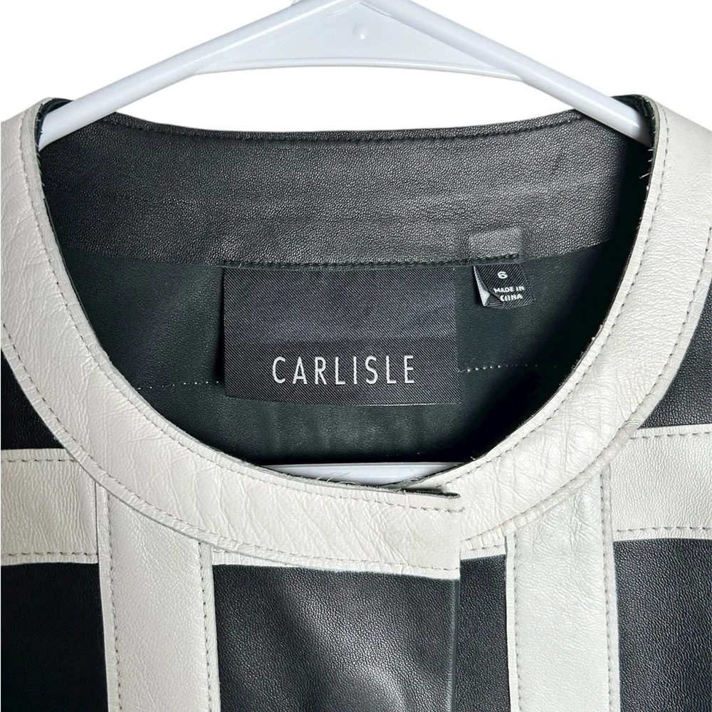 Carlisle Genuine Leather Highrise Jacket Size 6 Black White - Picture 4 of 6